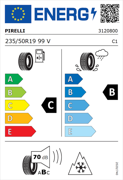 Tyre Label for Pirelli P Zero Winter 235/50R19 99V