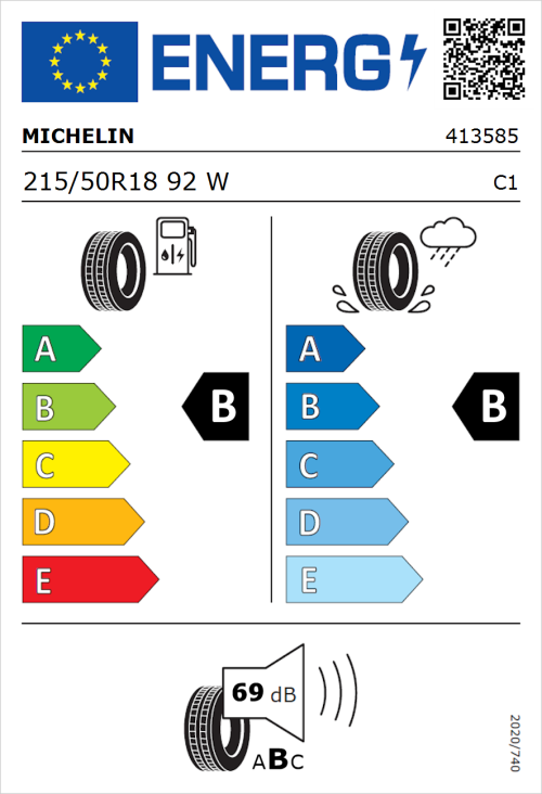 Tyre Label for Michelin Primacy 4 215/50R18 92W
