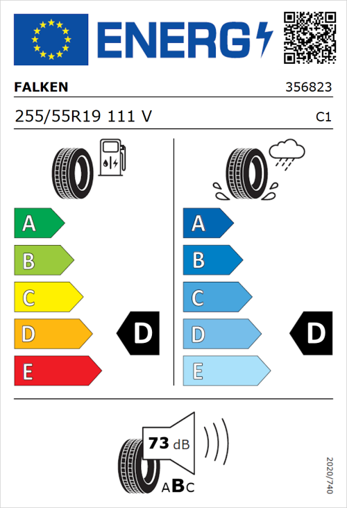 Tyre Label for Falken Wildpeak A/T Trail 255/55R19 111V